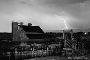 McIntosh Farm Lightning Thunderstorm Black and White