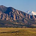 Flatirons and Snow Covered Longs Peak Panorama