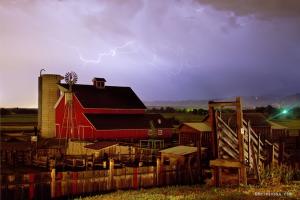 Lightning Strikes Over The Farm